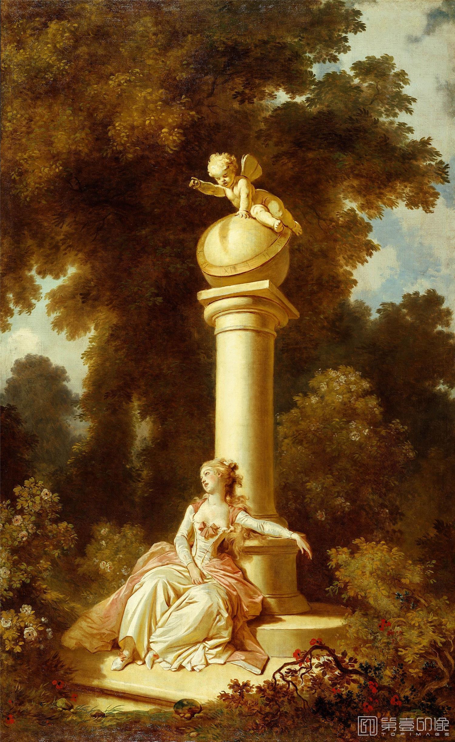 油画-美国弗里克美术馆藏画-Jean-Honoré Fragonard - The Progress of Love Reverie, 1790-1791-133